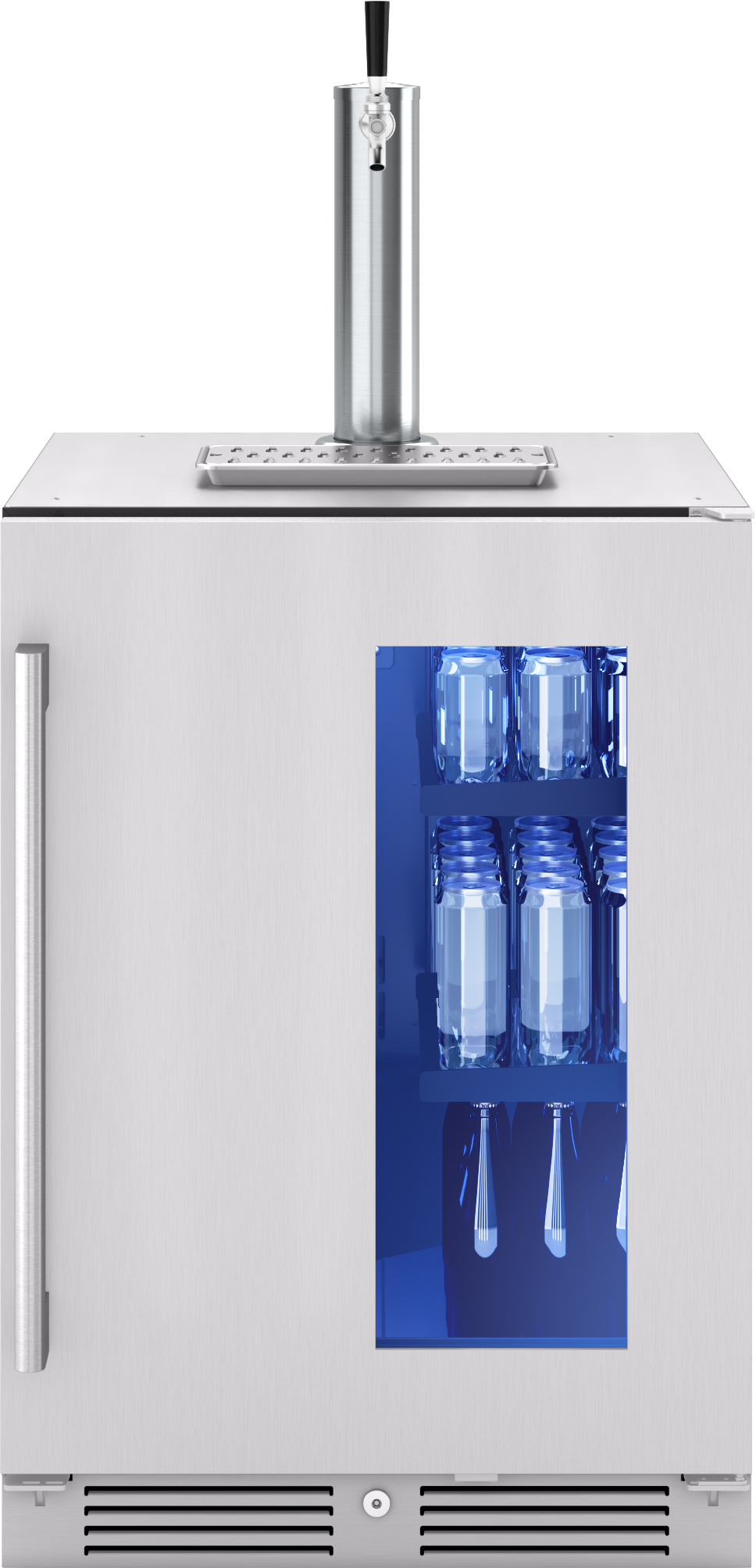 Presrv Kegerator & Beverage Cooler, 24in Under Cabinet, SS+Glass, Reverse Door, 1 Zone