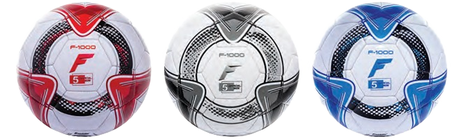 Set of three size 5 soccer balls in red, black, and blue, designed for field sports and recreational play