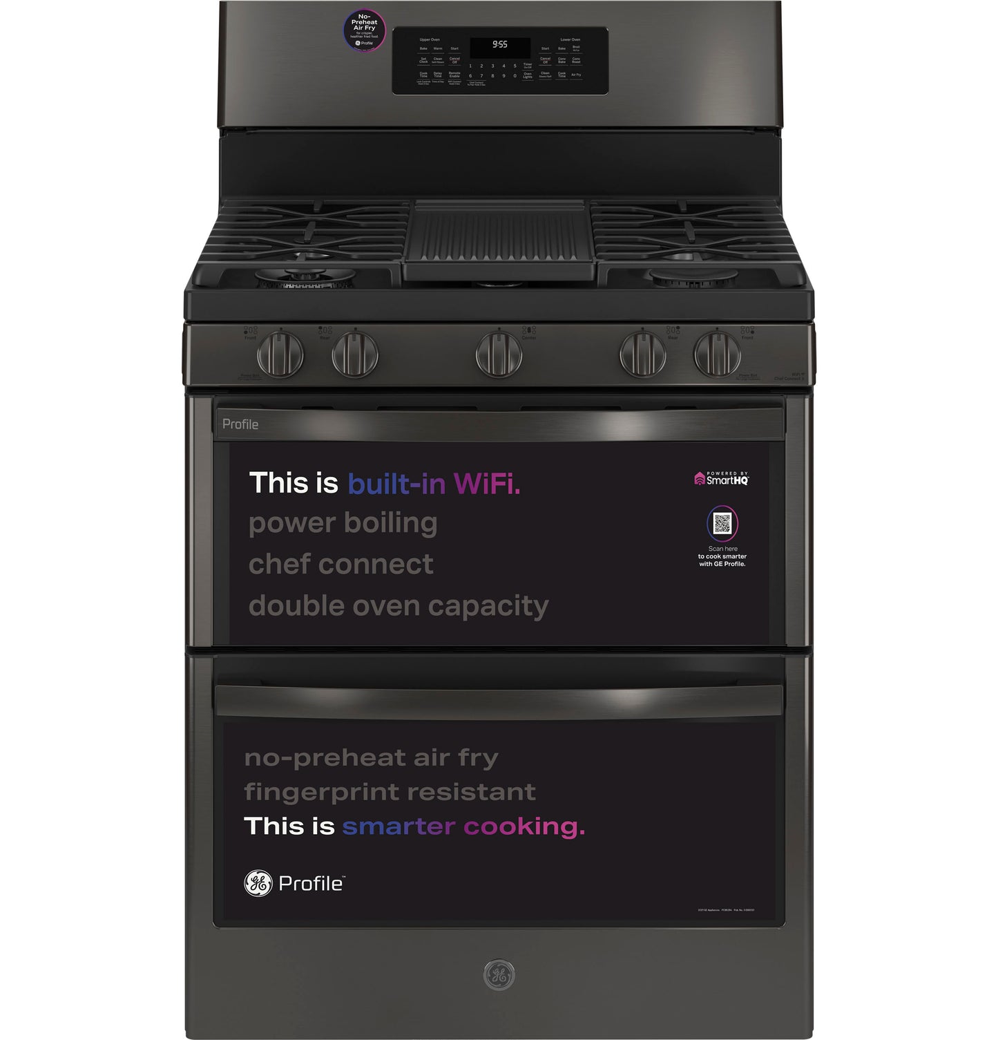 GE Profile™ 30" Free-Standing Gas Double Oven Convection Range with No Preheat Air Fry