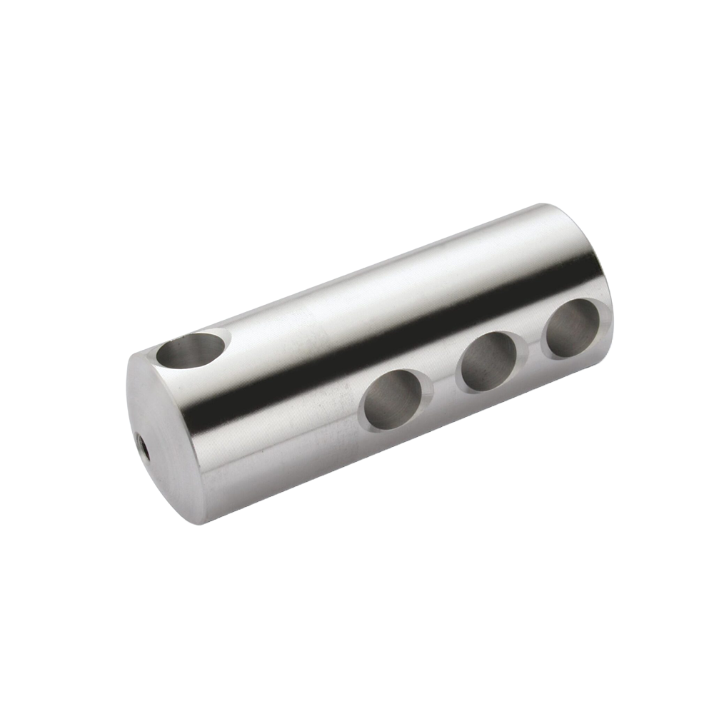 Polished metal long grind jig with cylindrical shape and multiple circular holes for precision tool sharpening tasks