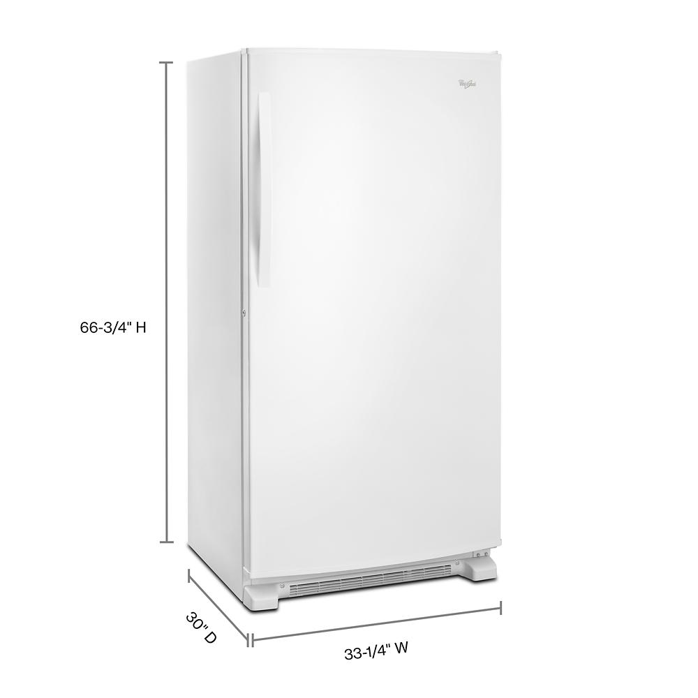 White upright freezer with temperature alarm and sleek handle, featured in Freezers & Ice Makers and Kitchen & Kitchenware collections