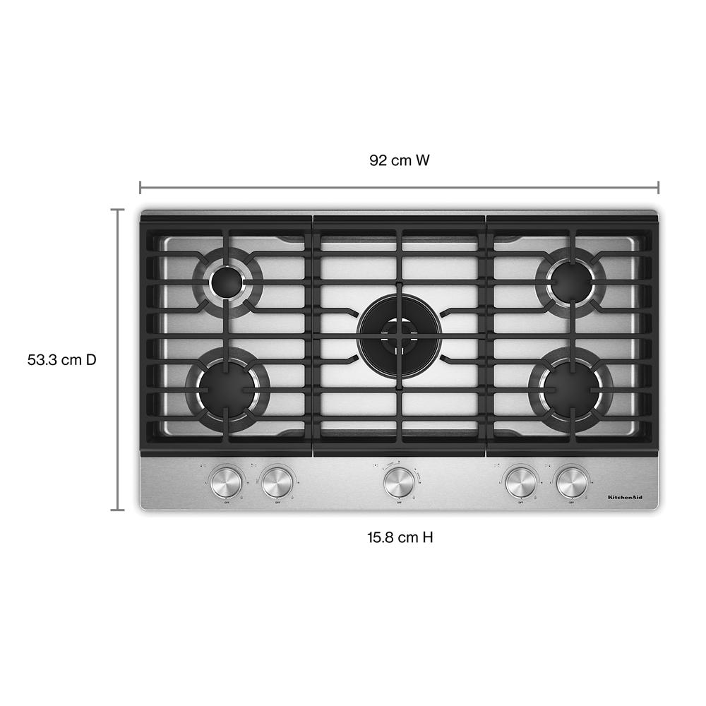 KitchenAid® 36 in. Gas Cooktop with 5 Burners and Integrated Wok Grate