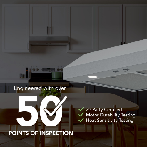 24" Under-Cabinet Range Hood, 350 MAX Blower CFM 1.5 Sones, 2 Speed