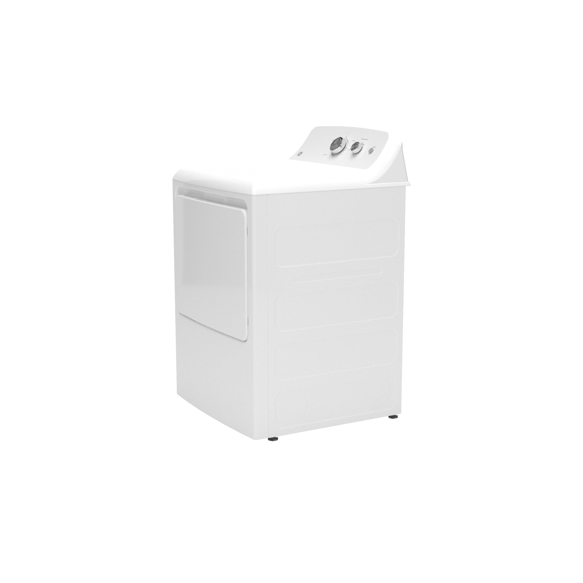 White electric dryer with compact shallow depth design and rotary dial controls from Dryers and Appliances collection