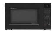 Black countertop microwave oven with convection feature and digital control panel, part of kitchen appliances collection