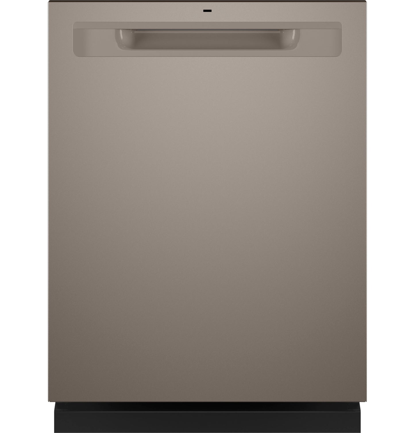 Matte brown top-control dishwasher with plastic interior and discreet handle for kitchen and home improvement collections
