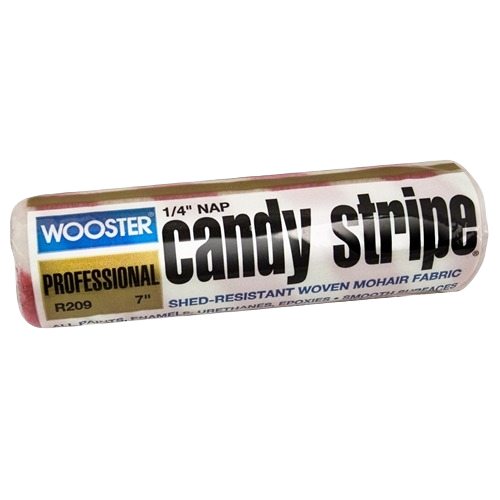 Professional candy stripe paint roller cover with shed-resistant woven mohair fabric for smooth finishes in paint supplies collections