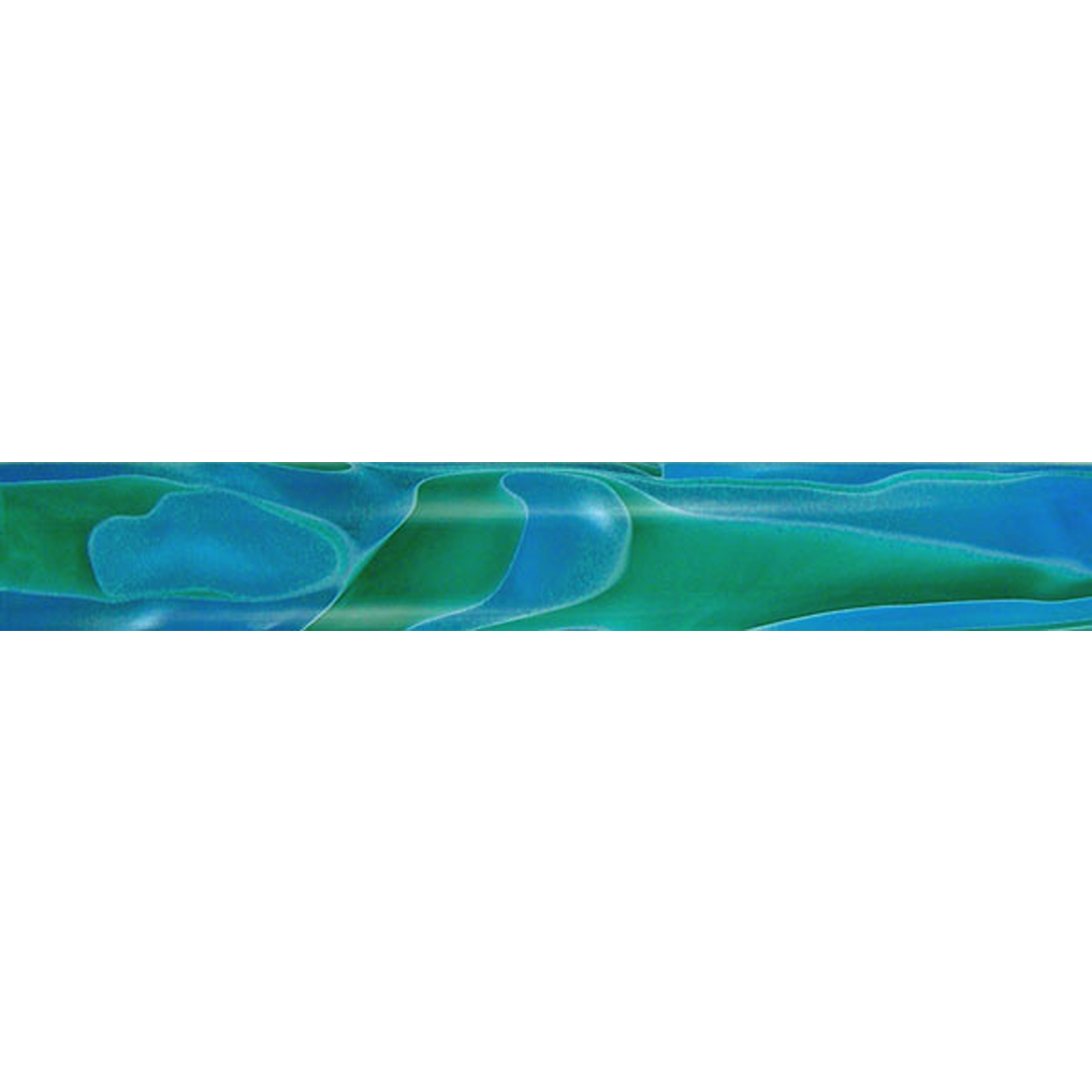 Smooth cylindrical pen blank with swirling green and blue resin patterns for woodworking and crafting projects