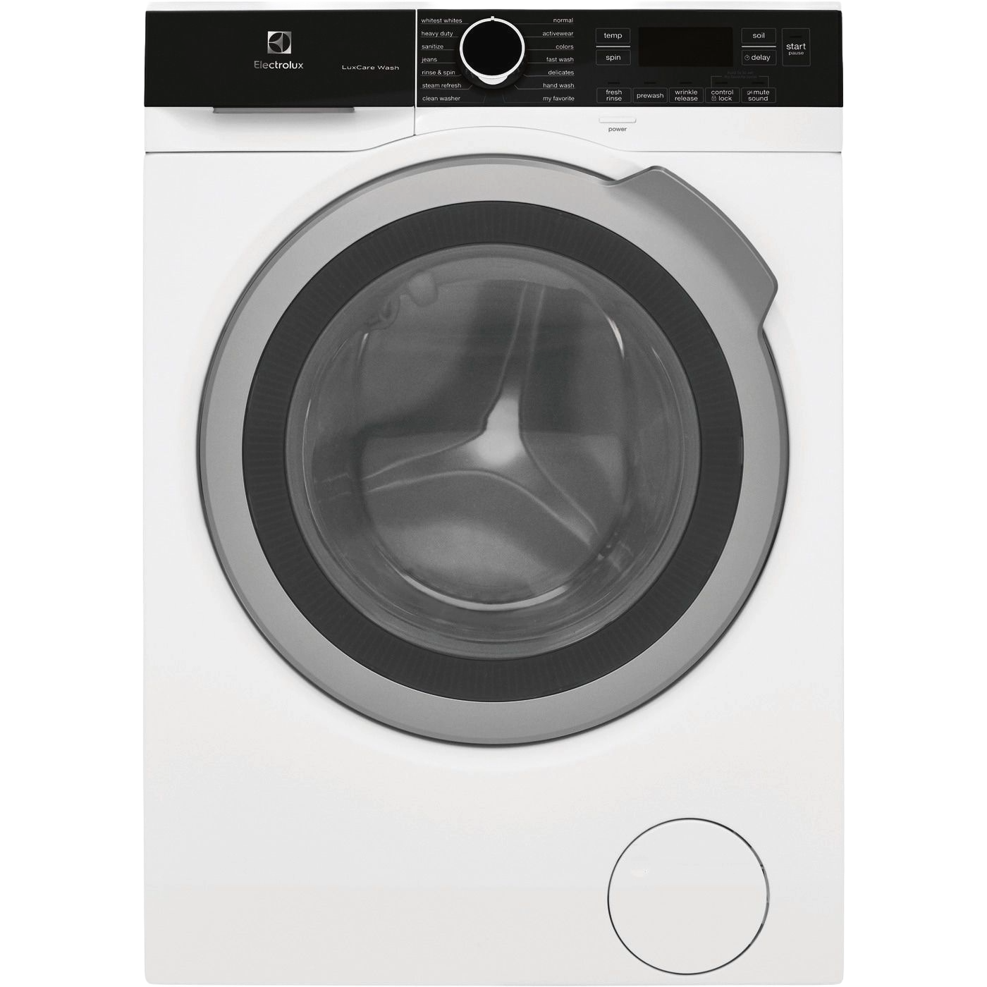 Front view of compact front load washer with control panel and circular door in washers and dryers collection