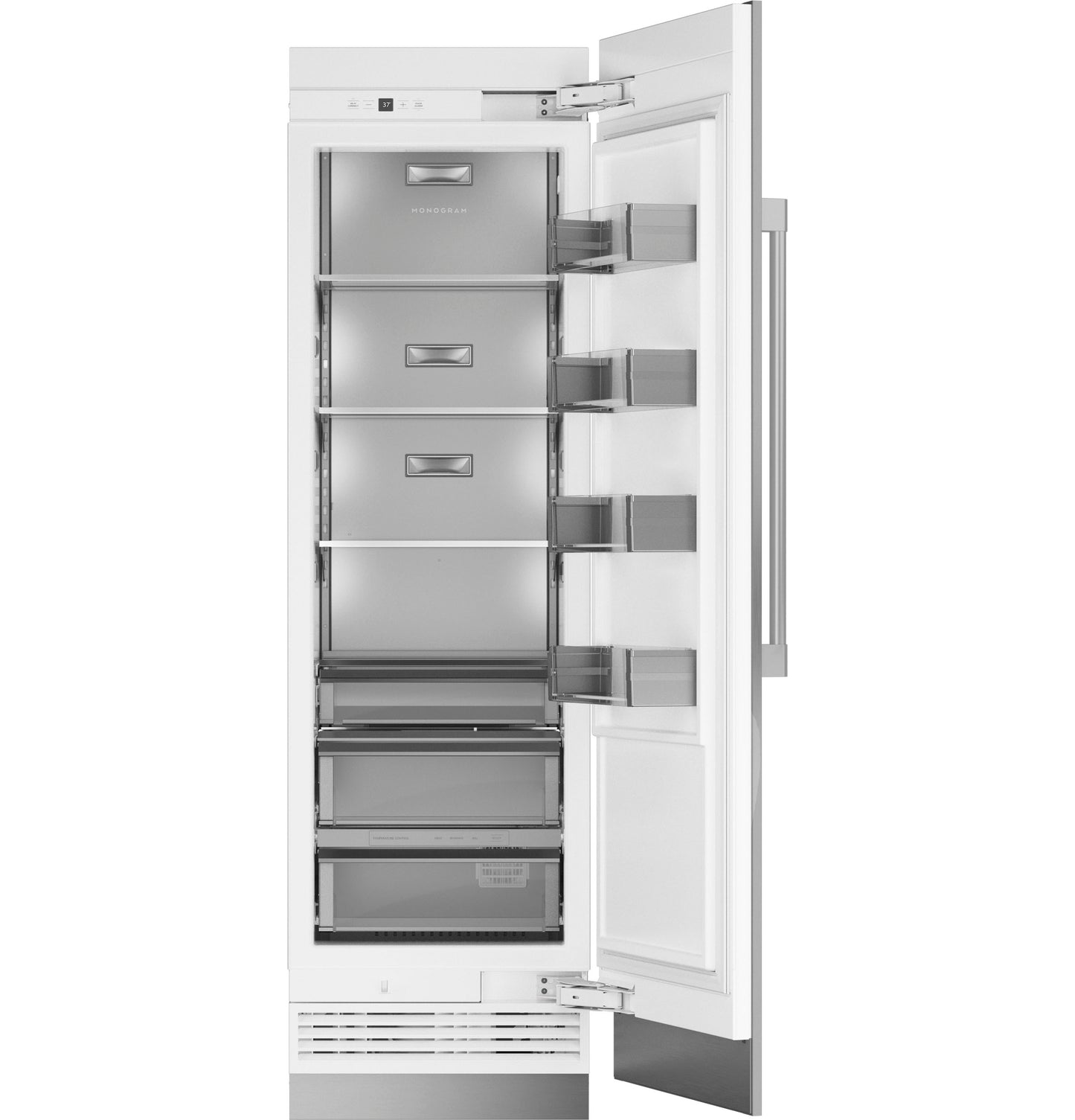 Open panel-ready integrated column refrigerator with spacious adjustable shelves and drawers in kitchen appliances and refrigerators collection