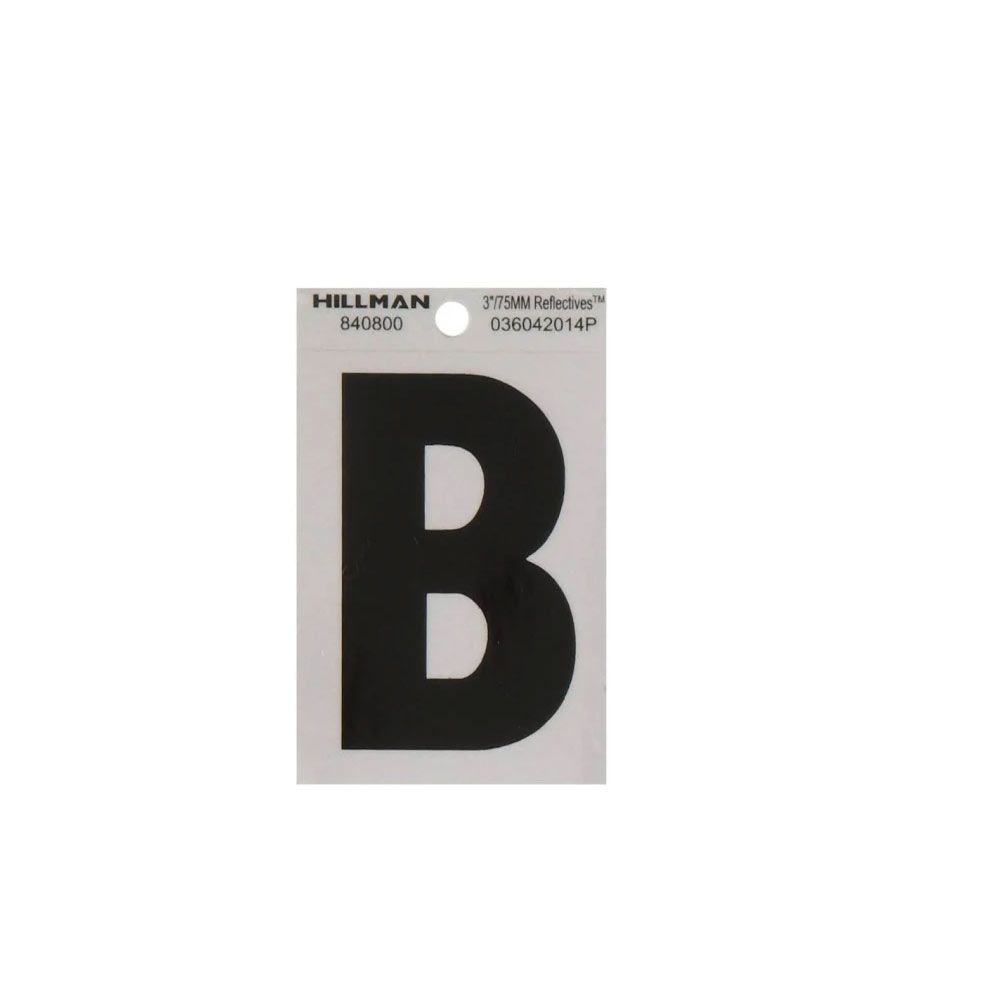 Reflective black and silver wide style letter B sticker for hardware and home improvement projects under $50 collection