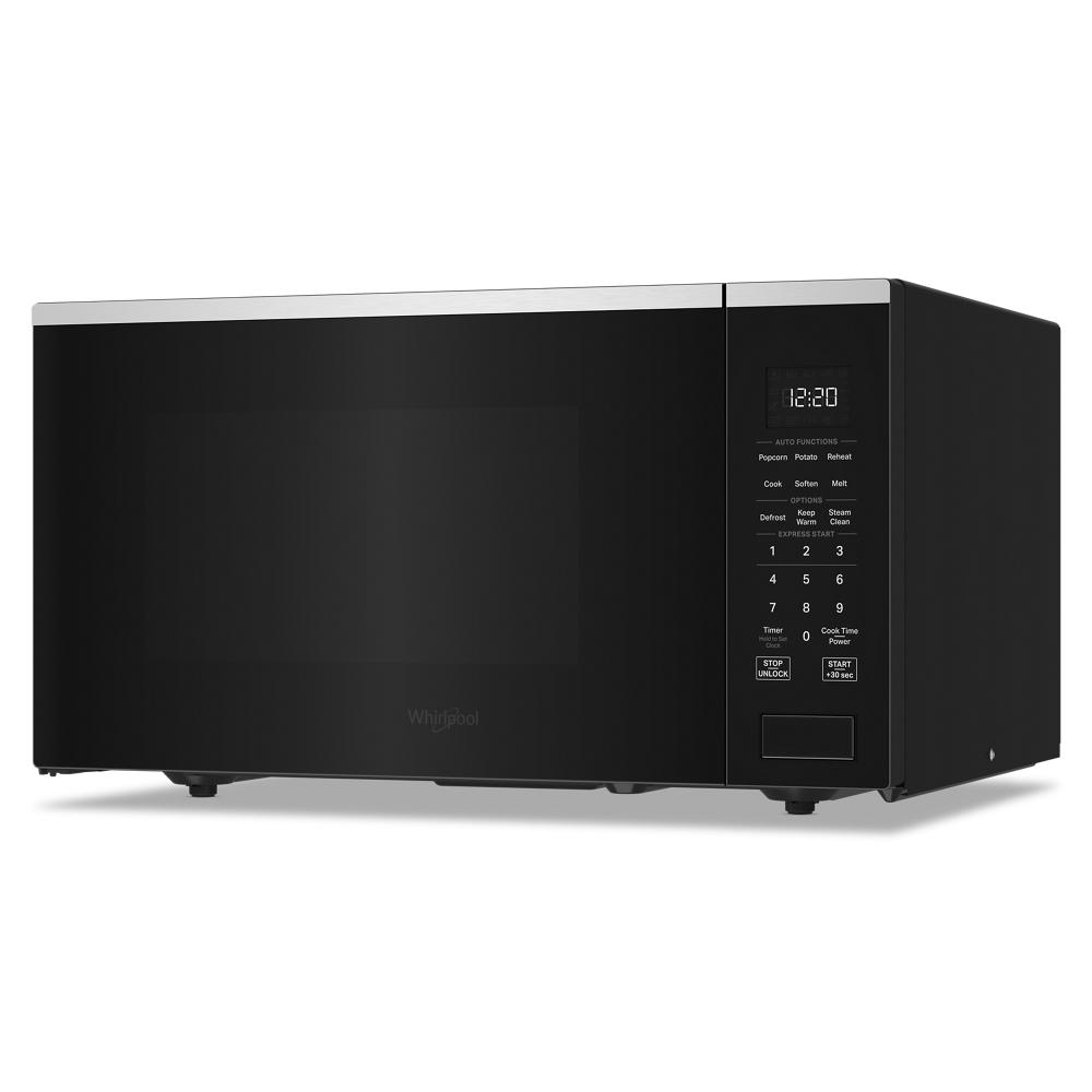 Black Whirlpool sensor cooking microwave with digital control panel and LED clock in kitchenware and appliances collection