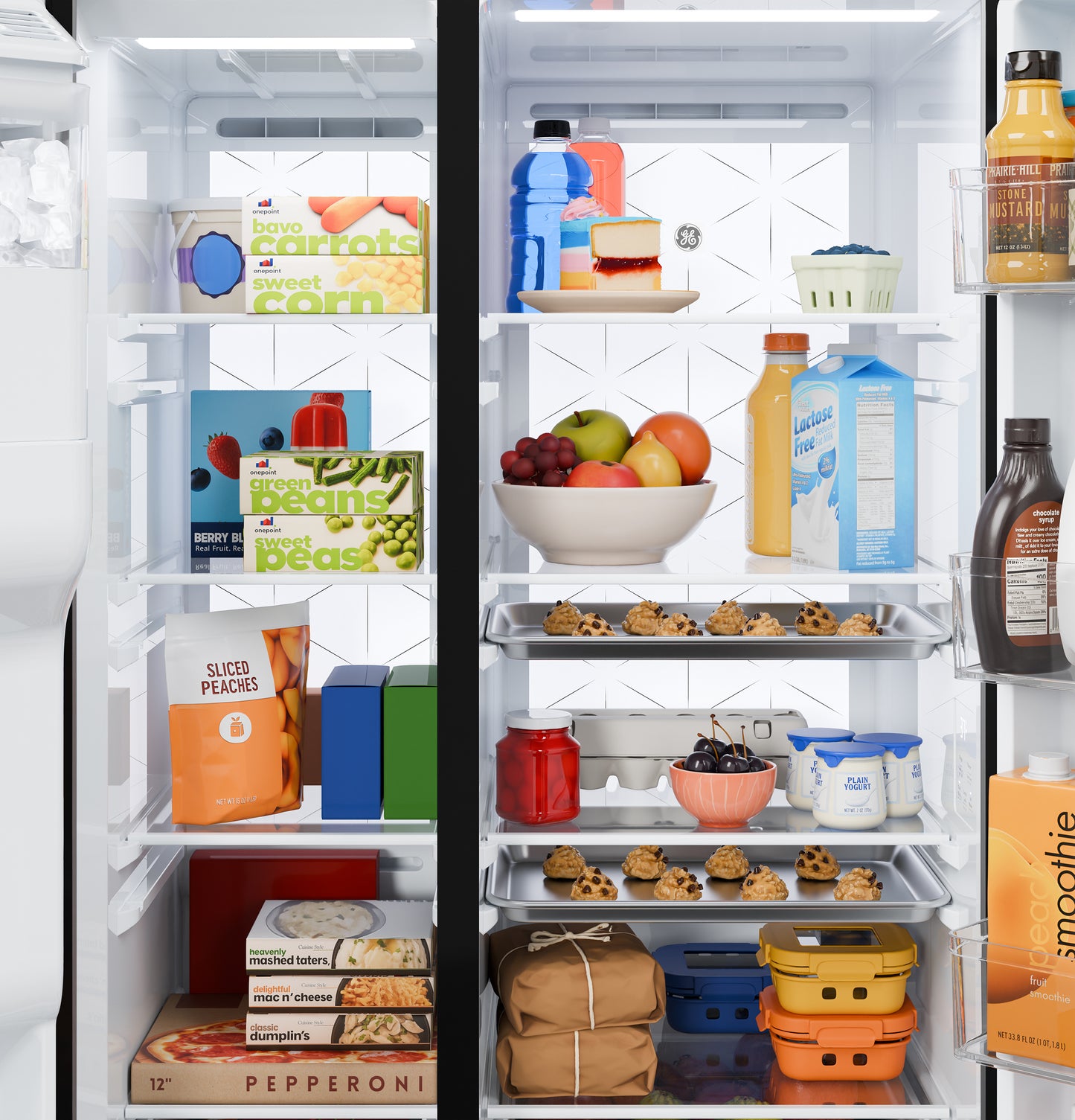 GE® 27.7 Cu. Ft. Side-By-Side Refrigerator with LED Light Walls and Extra Tall Dispenser