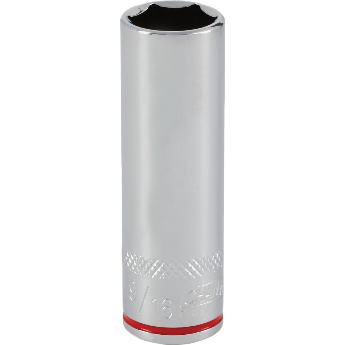Chrome 6-point deep socket with textured grip band, suitable for hand tools and woodworking under $50 collection