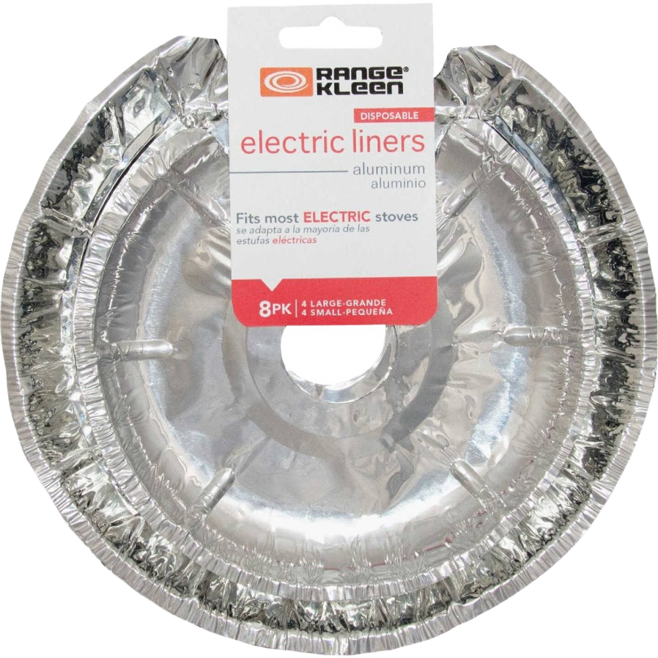 Set of disposable round aluminum foil liners designed for electric stoves in kitchenware and kitchen gadgets collections