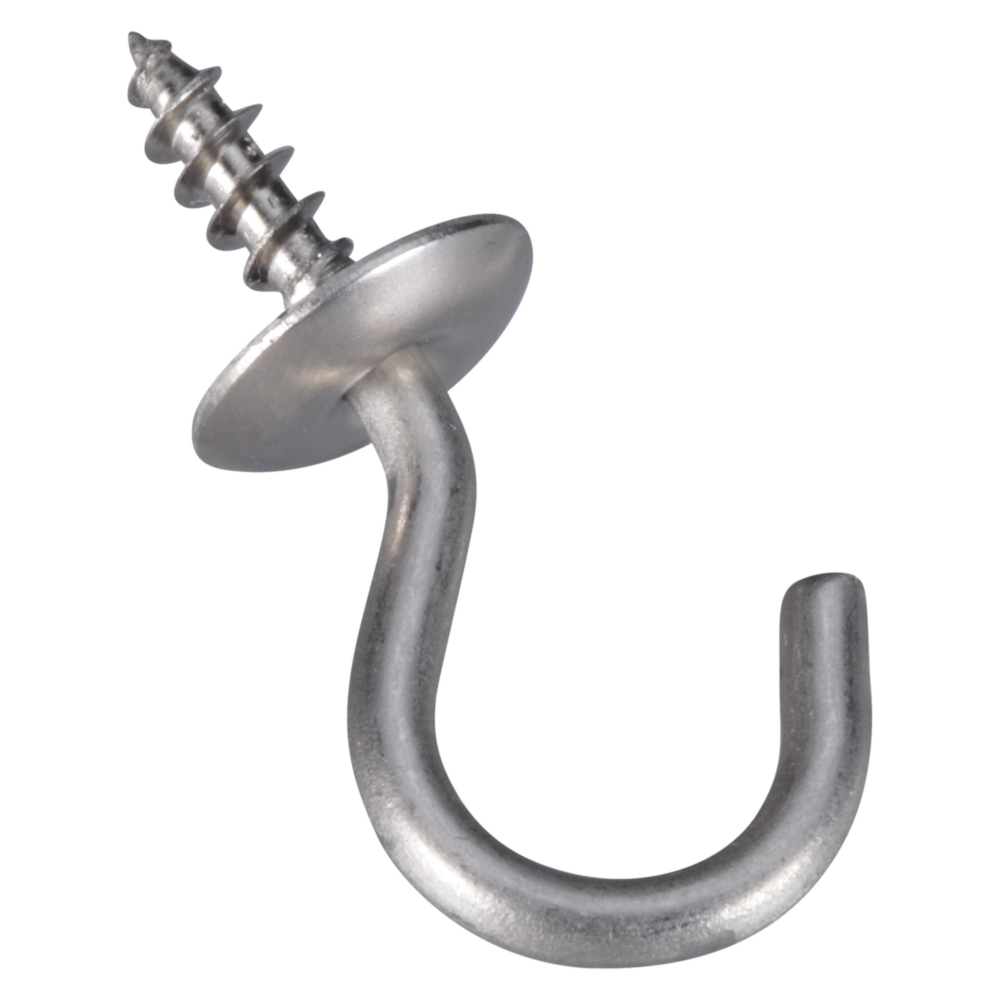 3/4 inch stainless steel screw-in cup hook for hardware, fasteners, and versatile home improvement projects