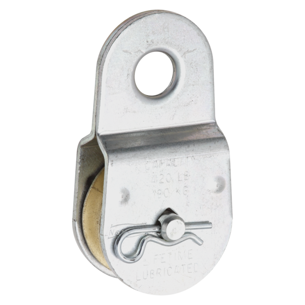 Single fixed eye steel rope pulley with durable construction for heavy-duty fastening and home improvement tools under $50.