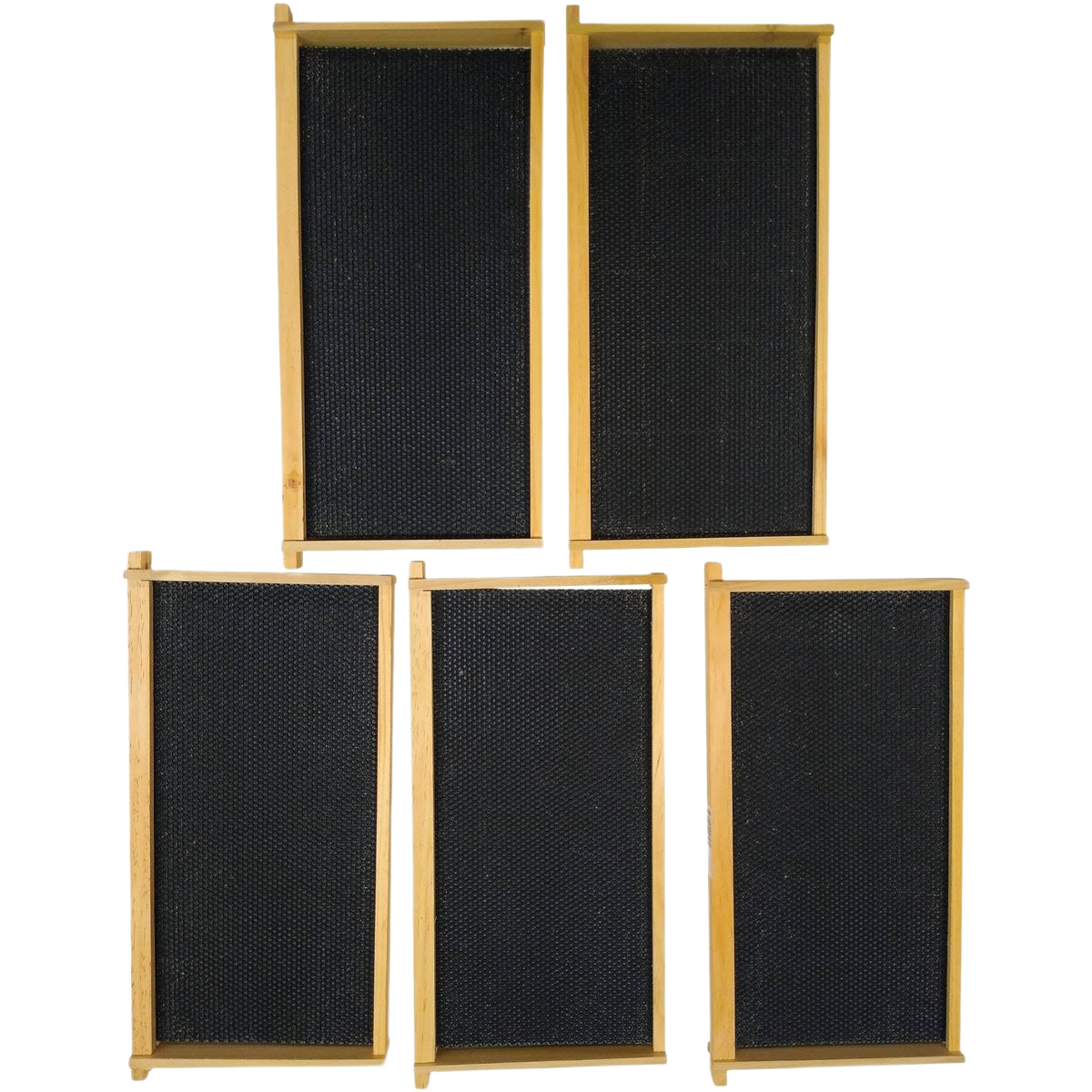 Five wooden framed honeycomb foundation panels for beekeeping and home improvement use
