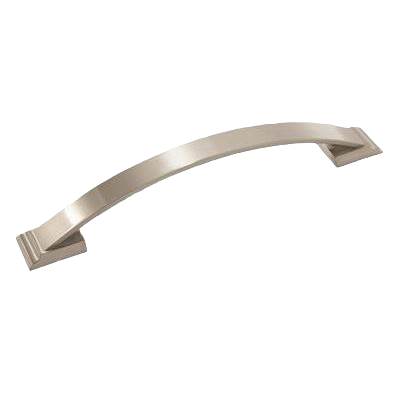 Satin nickel cabinet pull with curved design for furniture hardware in home improvement and under $50 collections