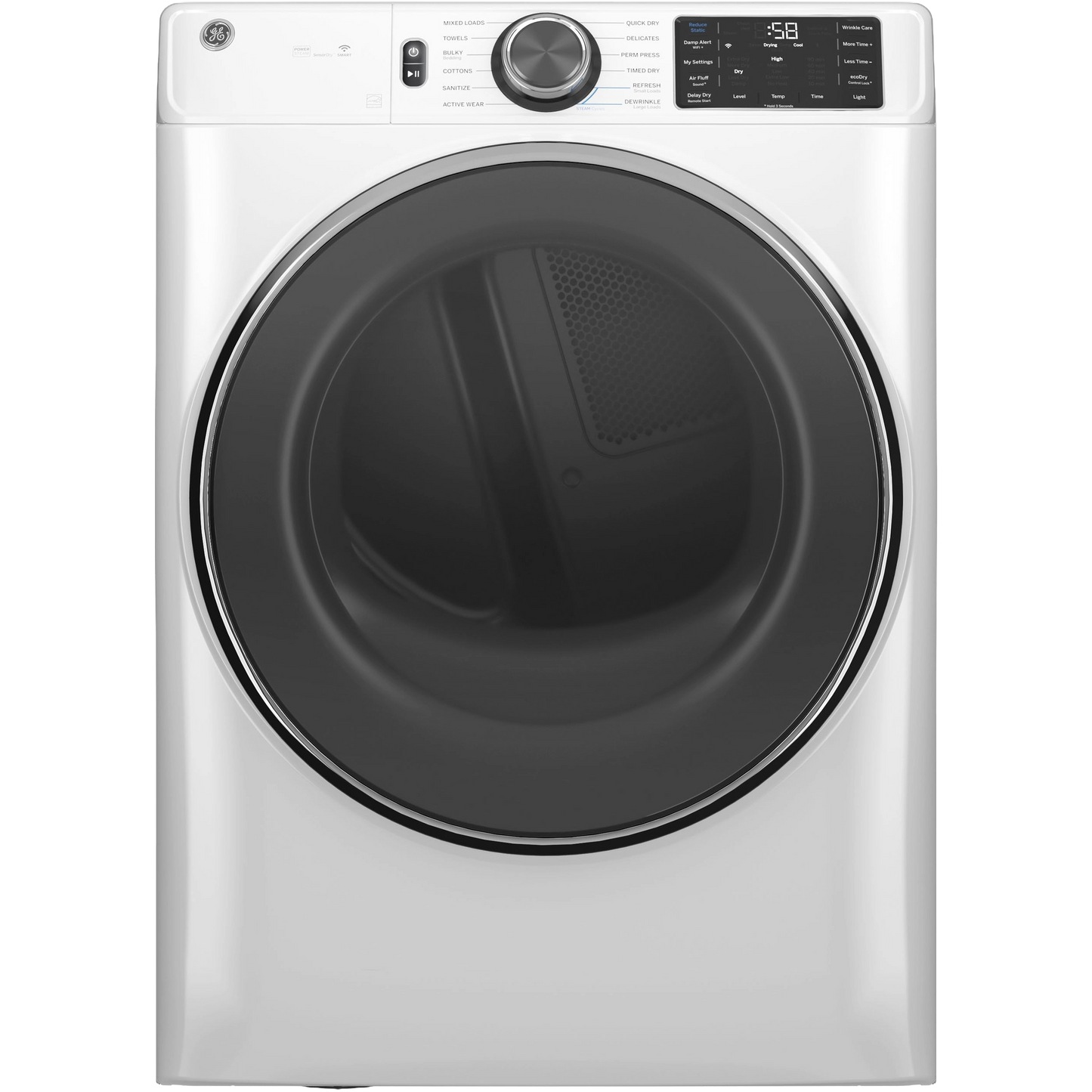 GE® ENERGY STAR® 7.8 cu. ft. Capacity Smart Front Load Electric Dryer with Steam and Sanitize Cycle