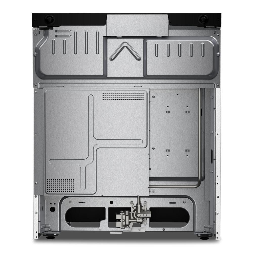 Rear view of 30-inch gas smart range showing metal casing and ventilation from kitchen appliances collection