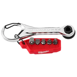 Compact multi-bit mini ratchet with red bit holder and durable metal body for tools and home improvement tasks