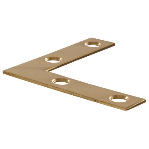 Solid brass flat corner iron with pre-drilled holes for woodworking reinforcement in home improvement hardware collections