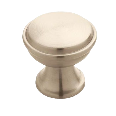 Satin nickel cabinet knob with smooth rounded design for furniture hardware and home improvement collections