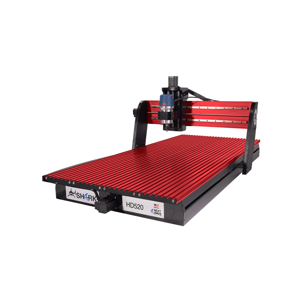 Red and black heavy-duty CNC router with large work surface for precise cutting in tools and home improvement projects