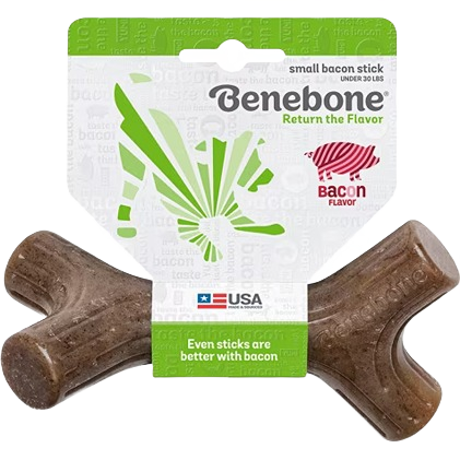 Small durable chew sticks flavored with bacon, designed for dogs under 30 pounds in pet and animal collections
