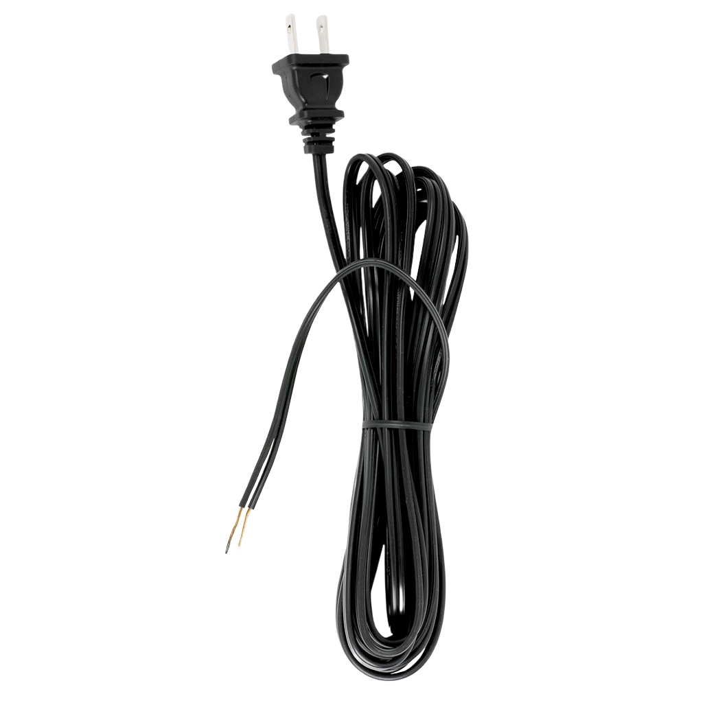 Black electrical cord set with two-prong plug and 15-foot length for lighting and electrical projects under $50 collections