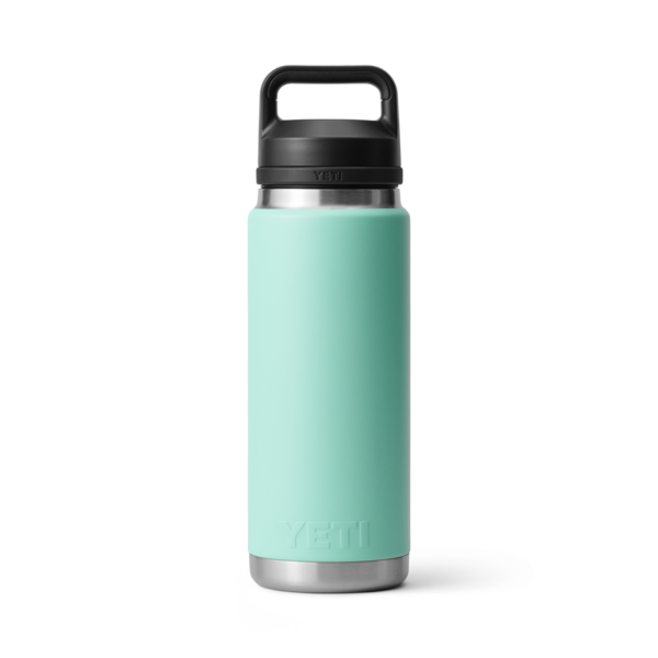 Aqua blue stainless steel 26 oz insulated bottle with black chug cap, part of Drinkware and Kitchen & Kitchenware collections under $50.