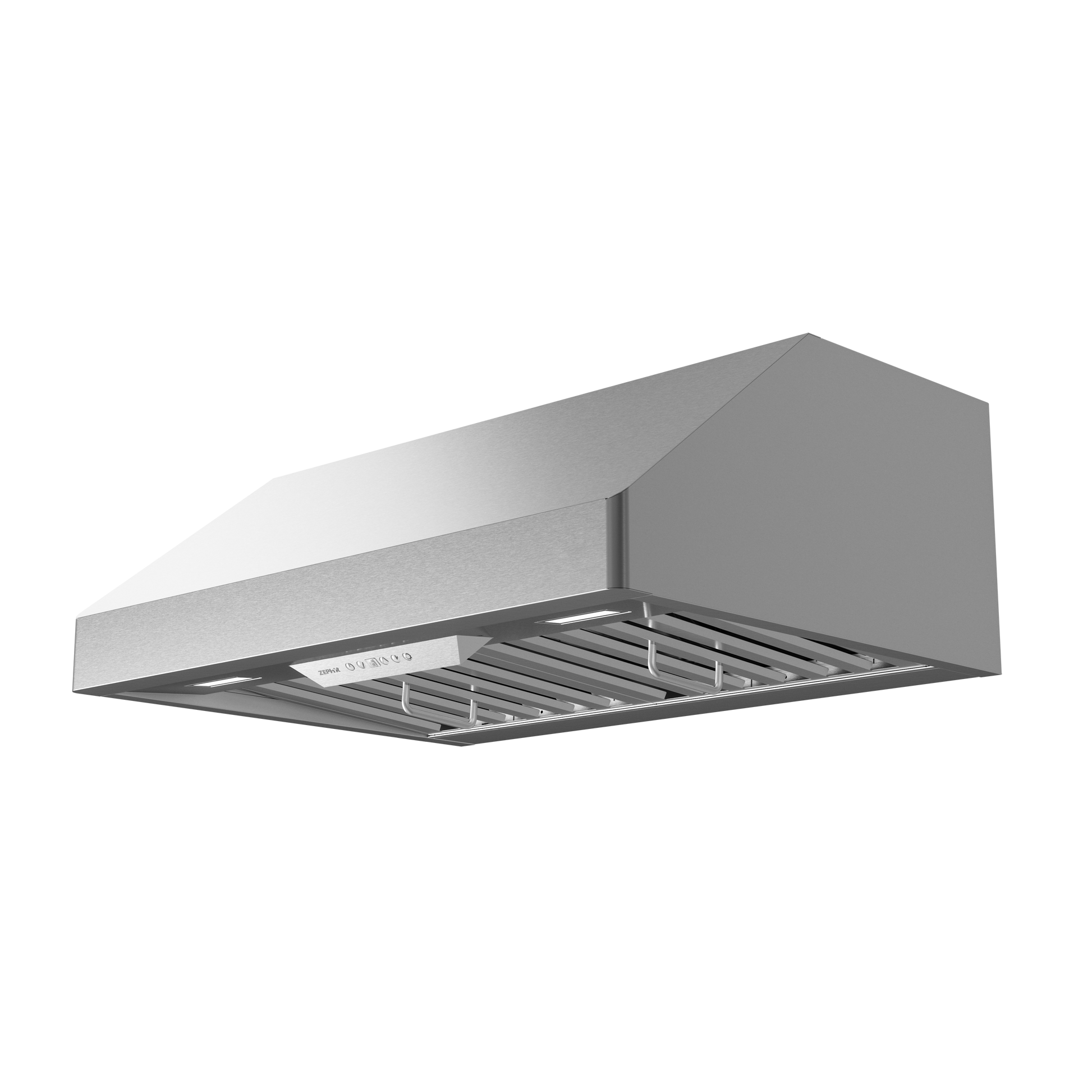 stainless steel 11-inch under cabinet range hood with vent grates and LED lighting in kitchen appliances collection