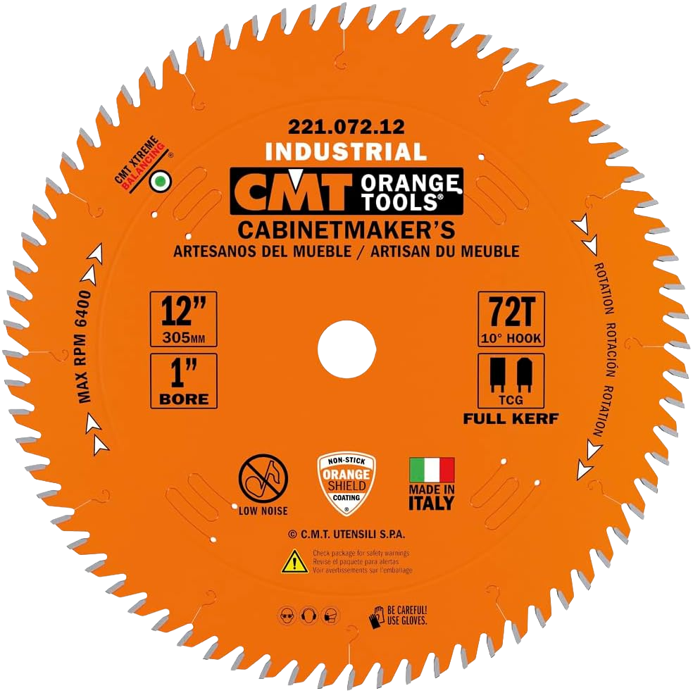 CMT Orange Tools 12” 72T Cabinetmaker’s Saw Blade