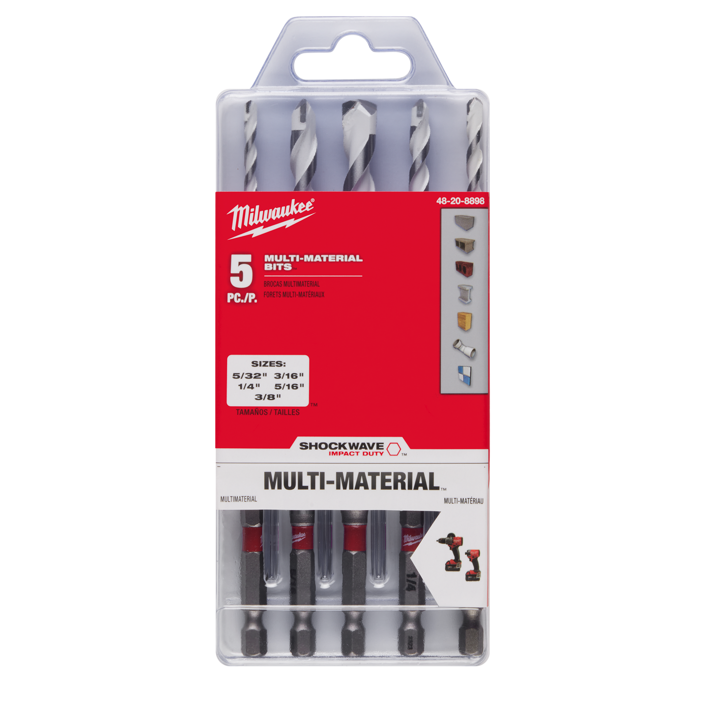 Set of five carbide multi-material drill bits for home improvement in power tool accessories under $50 collection