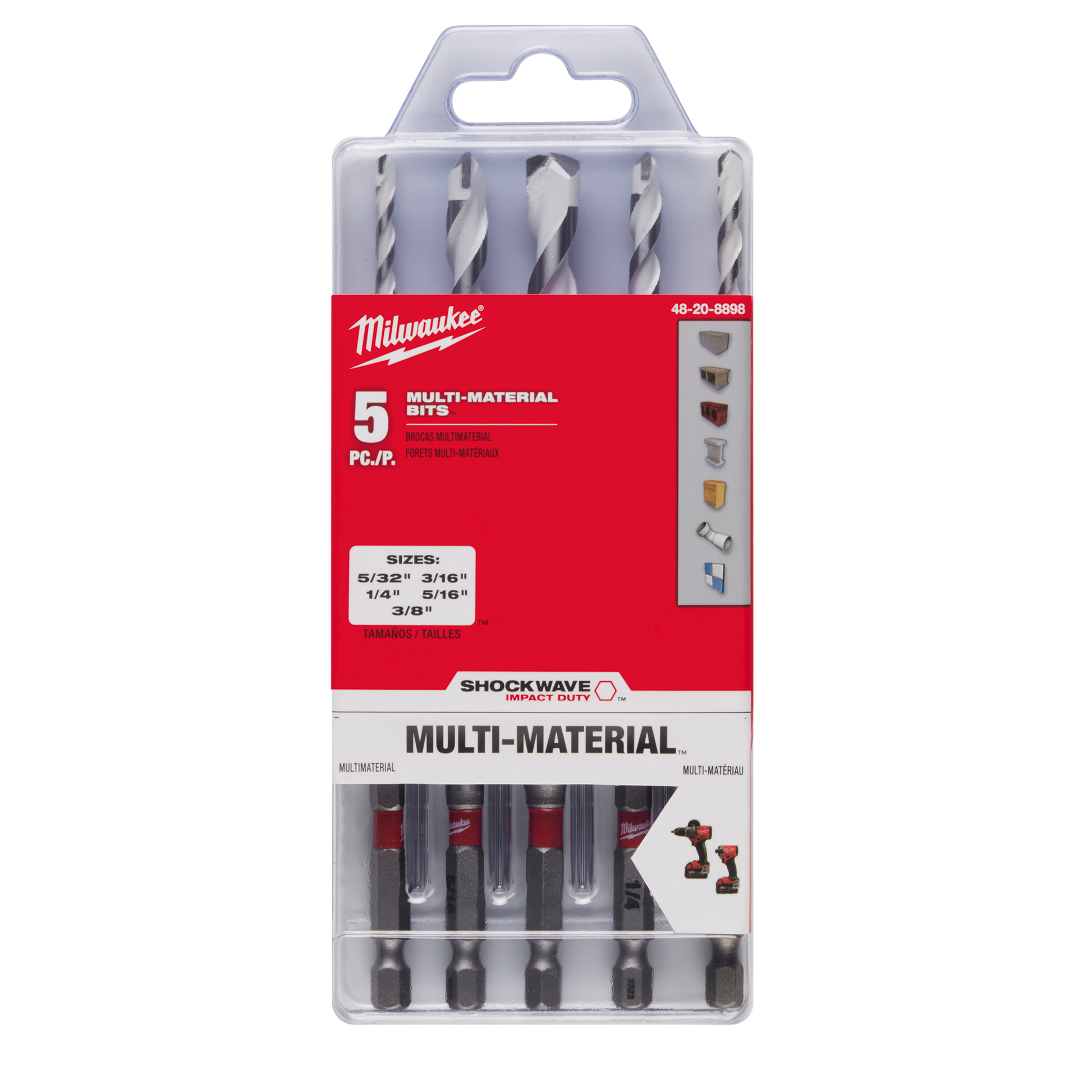 Set of five carbide multi-material drill bits for home improvement in power tool accessories under $50 collection