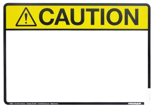 Yellow and black blank caution sign for home improvement in Hardware and Signs & House Numbers collections
