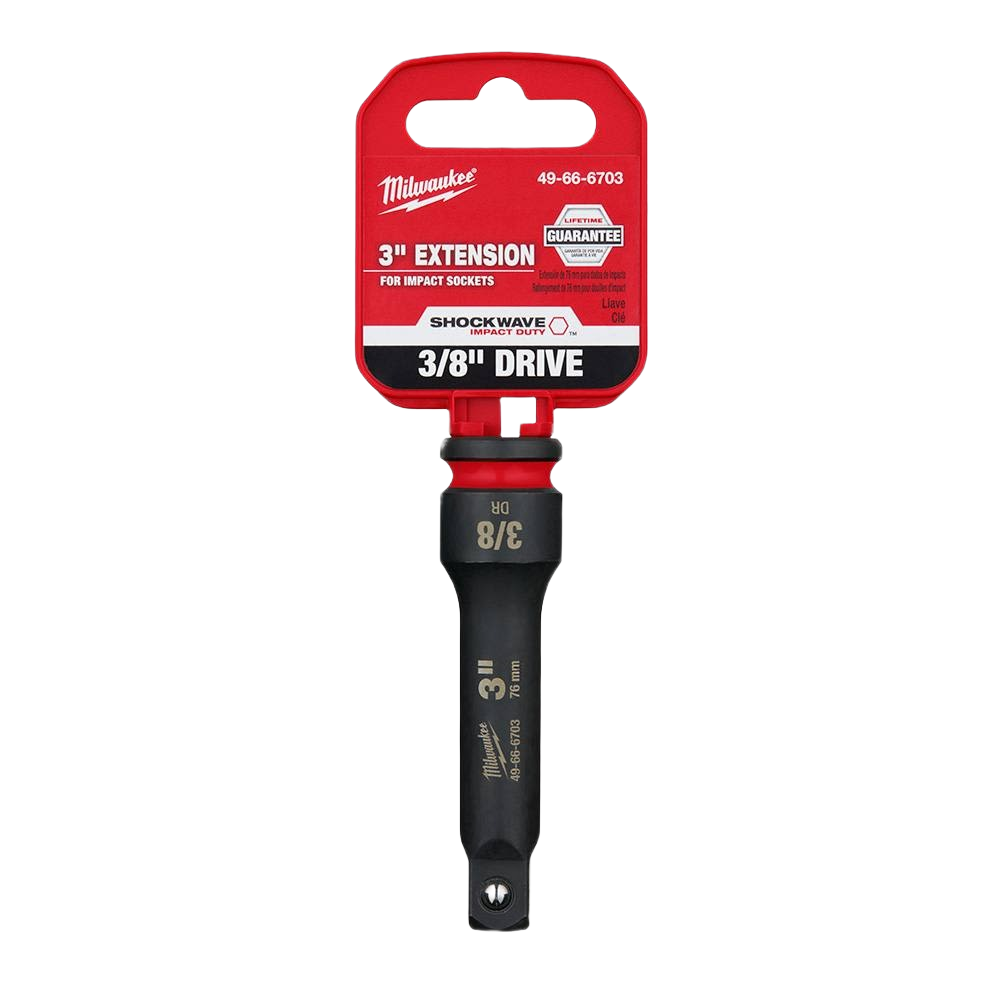 3-inch 3/8 drive impact duty socket extension with black finish and red label for tools and home improvement tasks