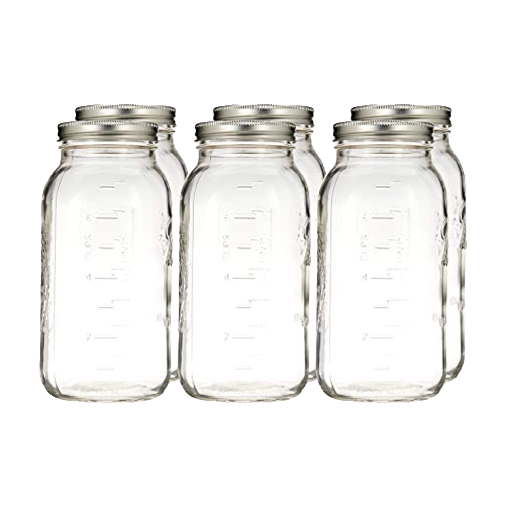 Six clear half-gallon wide mouth glass jars with metal lids in Kitchenware and All Products collections