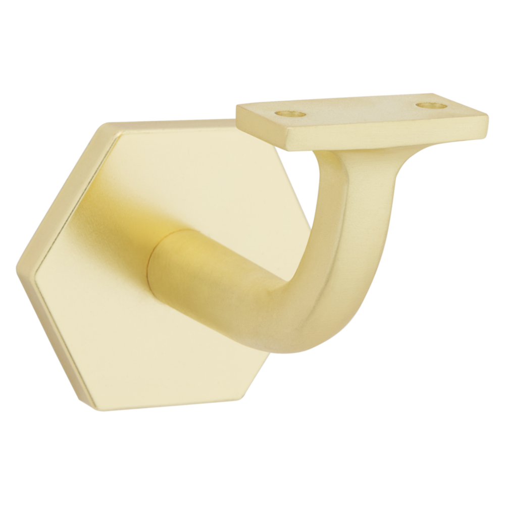 Brushed gold handrail bracket with hexagonal base for secure wall mounting in shelving brackets and home improvement collections