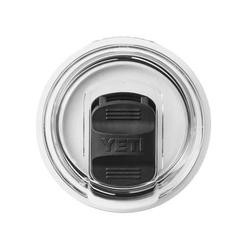 Clear tumbler lid with black slider featuring YETI branding designed for 30 oz. insulated drinkware accessories.