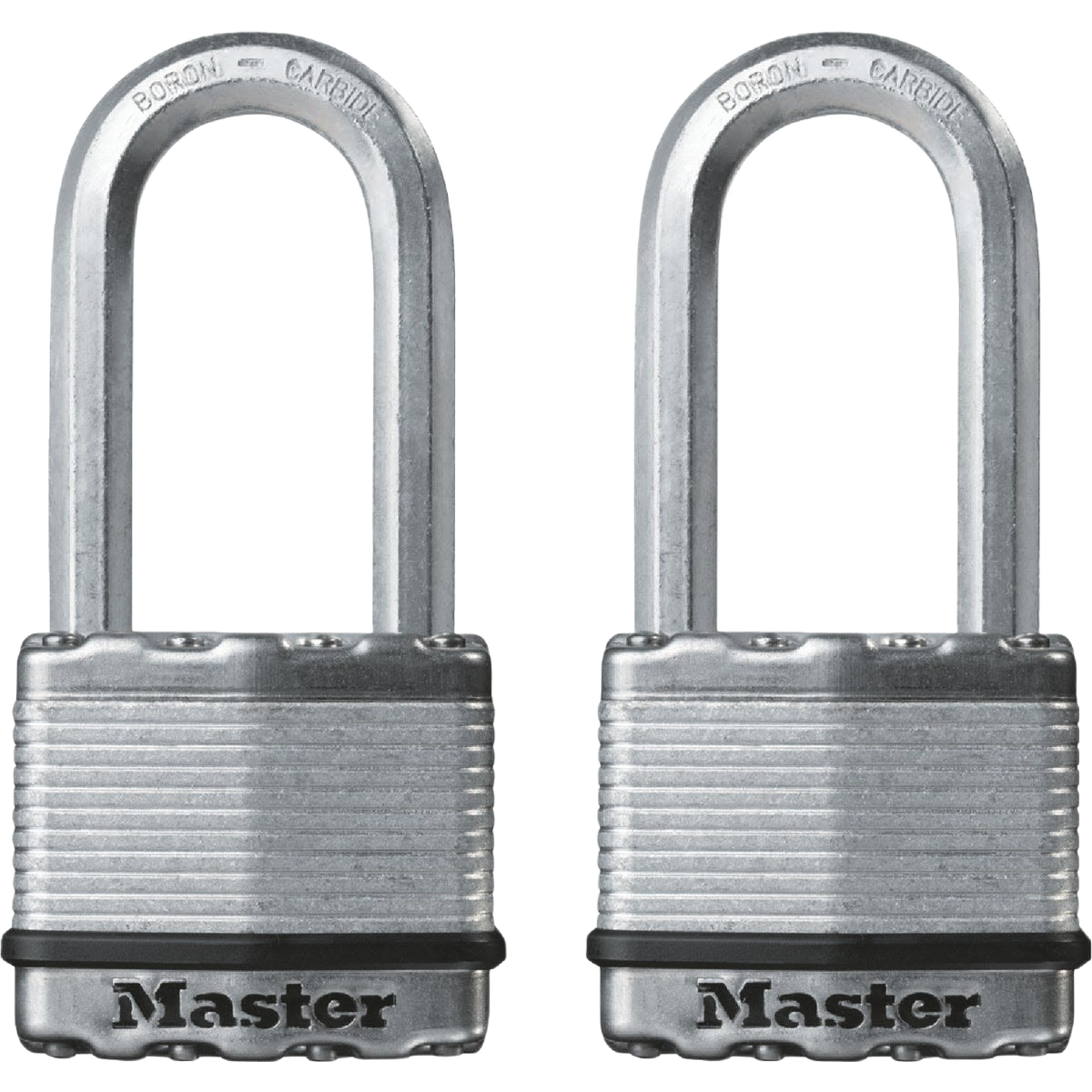 Two laminated steel keyed padlocks with boron-carbide shackles for secure hardware and home improvement use under $50 collections