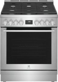 Stainless steel 30-inch dual-fuel range with gas cooktop and electric oven in ranges and kitchenware collection