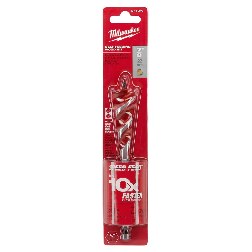 Milwaukee SPEED FEED™ wood bit in red packaging for woodworking in tool accessories and power tool collections under $50