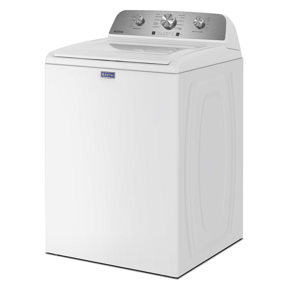 White top load washer with stainless steel control panel and three dial settings in Washers & Dryers Appliances collection