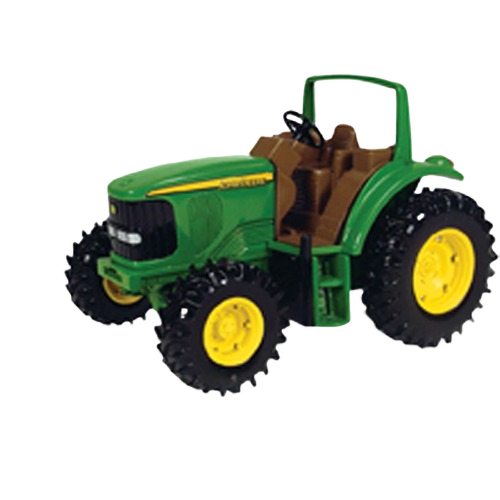 Green and yellow toy tractor with black rugged tires in vehicles and toys collection under $50 and $100