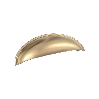 Champagne bronze cabinet cup pull with smooth curved design for home improvement and hardware projects