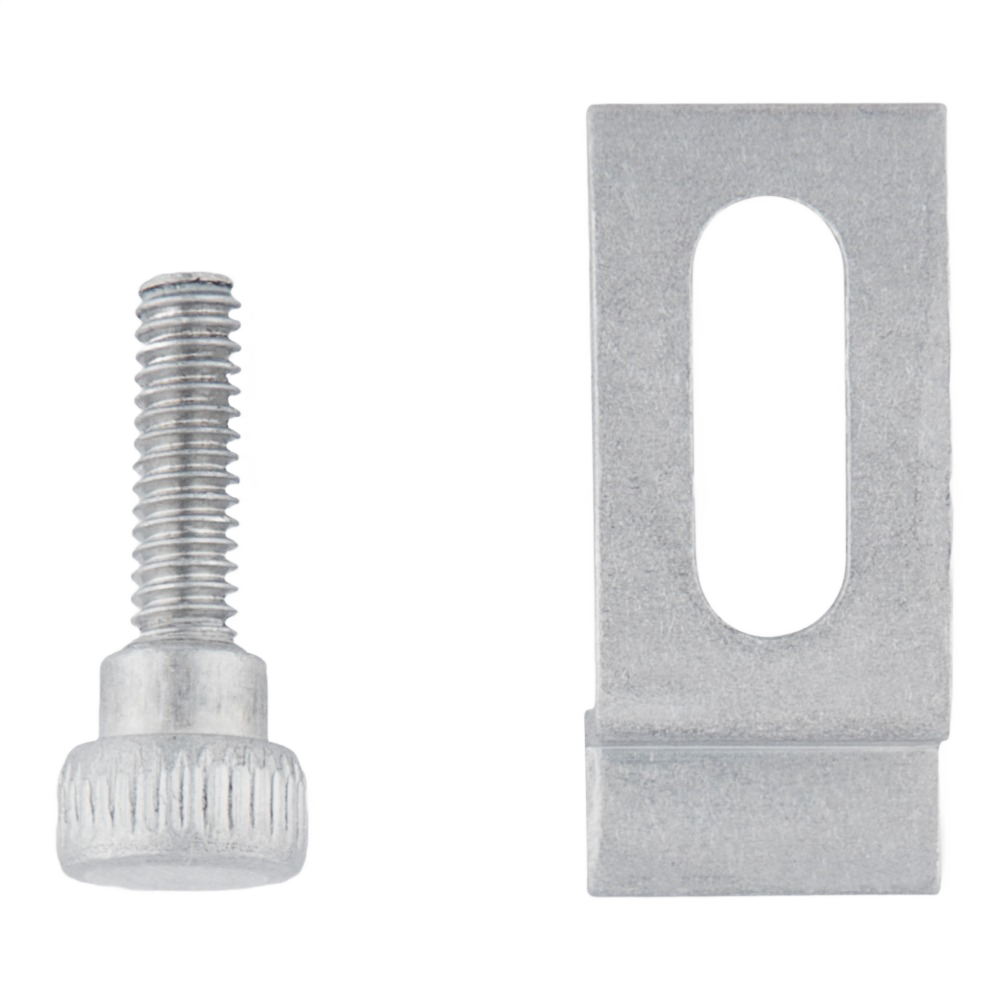 Extruded aluminum storm door clip with matching metal screw for door accessories and hardware projects under $25 collection