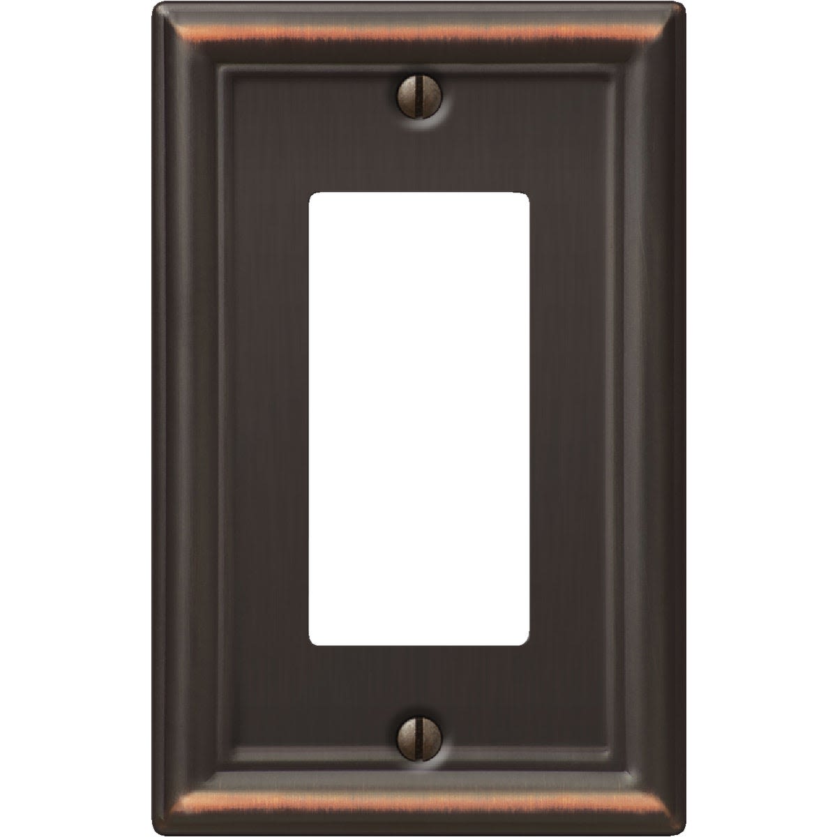 Aged bronze decorative steel wall plate with stamped design for single switch in tools and home improvement use