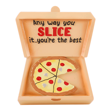Personalized pizza box ornament with pepperoni and mushroom pizza slice, Christmas Ornaments & Tree Decorations under $50